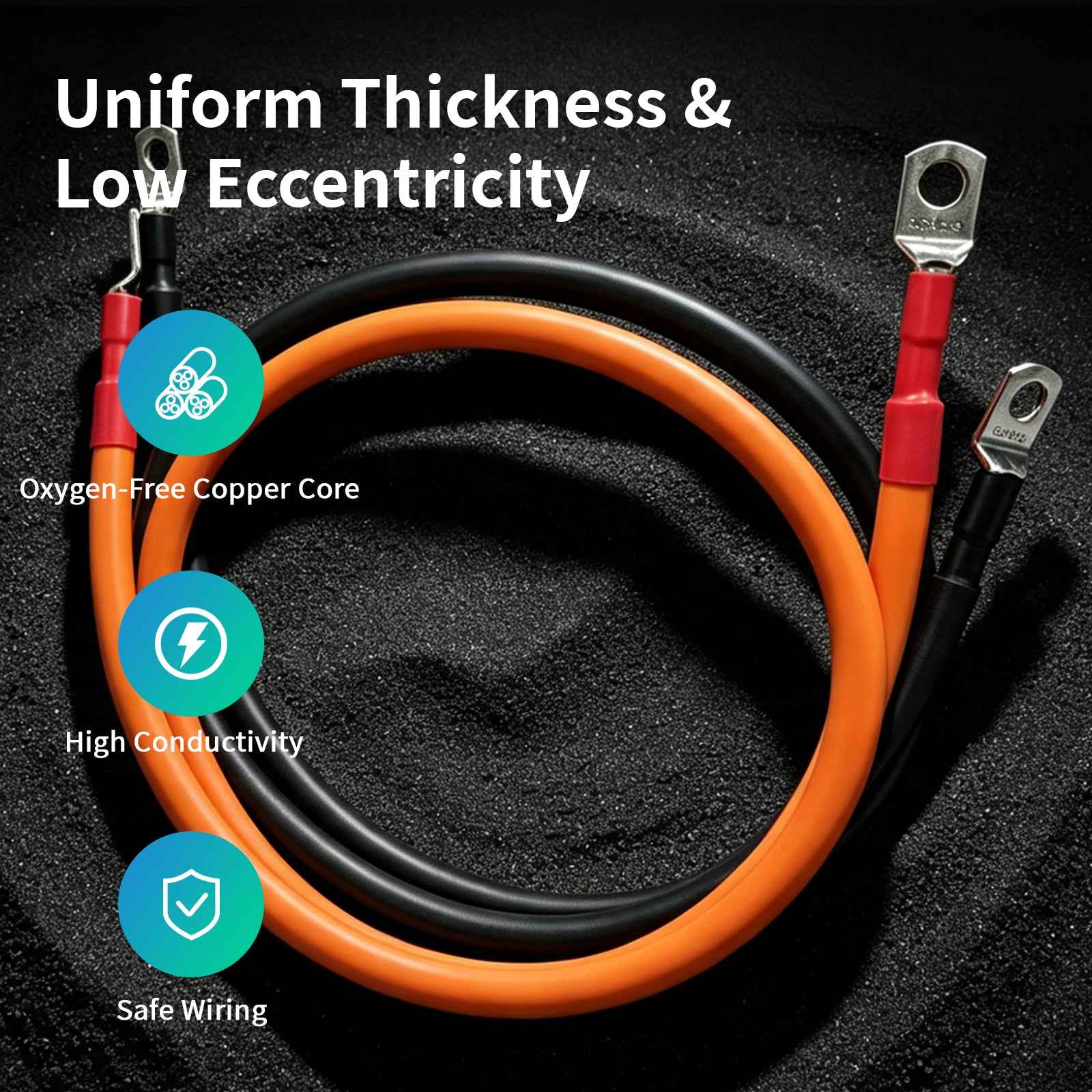 Premium Battery Cable - Reliable Red and Black Options in 30MM, 50MM, and 70MM - Lumstor