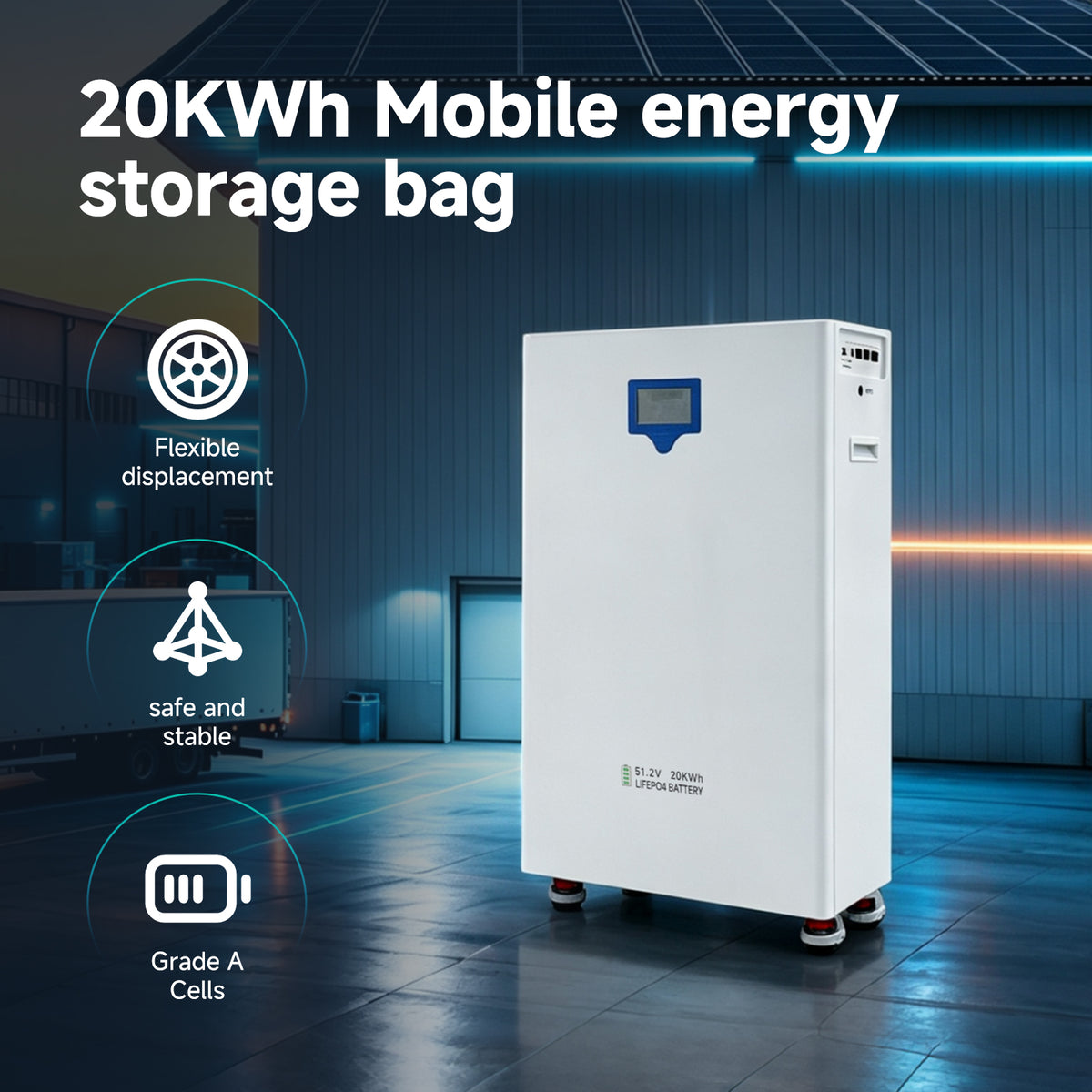 20KWH Solar Energy Storage System | 20KWh Home Energy Storage Wheeled Lithium Iron Phosphate Battery